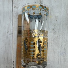 Culver Saratoga Highball Glasses, Set of 6, 22K Gold & Turquoise, 5.5 inch