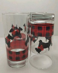 Scottish Terrier Tumblers Fitz Scottie Dog 4 Vtg Anchor Hocking 12oz Highball