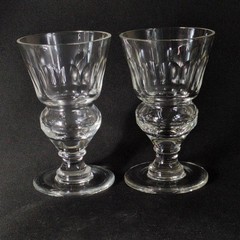PONTARLIER ABSINTHE GLASSES w RESERVOIR, Cut Crystal, 5 1/2″, 8 Oz, FRANCE, 2PCS