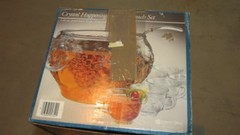 Crystal happening punch bowl set 16 piece 81/2 qt punch bowl 8 cups 8 hooks –