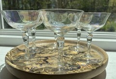 Vintage Clear Iridescent Luster Sherbet/ Champagne Glasses Set Of 6 Excellent