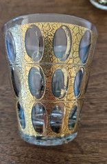 4 Culver Pisa Rocks Glasses MCM Double Old Fashioned 22k Gold Crackle Green READ