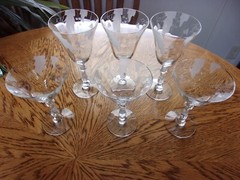 Etched Champagne Wine SC2541 Dunbar Fancy Cut Stem Etched Foot – Set of 6