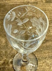 Vintage Set 6 Etched Cordial Wine Glasses Grapes/Vines Tiffin Style 30s-40s