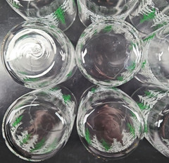 9 Libbey Snowy Evergreen White Trees Old Fashioned Set Vintage Drink Tumbler Lot