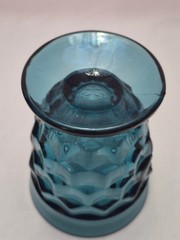 Vintage Colony Indiana Whitehall Riviera Blue Footed Juice Glass Cubist Set 8