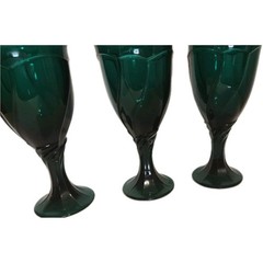 (3) Noritake Evergreen Sweet-Swirl Wine Glasses 7 3/8″ X 3 3/4″Dark Green Color!
