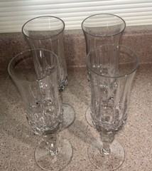 G450B~ Gorgeous Lead Crystal Champagne Flutes Detailed Cut – Set of 4