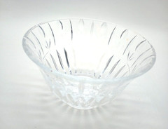Crystal Glass Serving Bowl – Decorative Textured Ribbed Fruit Salad 5″ Tall
