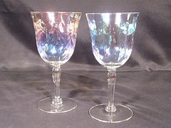 West Virginia Glass Specialty Iridescent Luster Water Goblets Set of 4