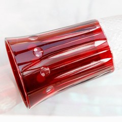 Red 5oz Bohemian Style Champagne Flute Glasses Hand Cut To Clear Crystal Glass
