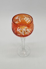 Amber Orange Nachtmann Traube Cut to Clear Crystal Cordial Glass 5 5/8”