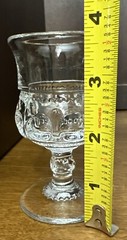 6 Tiffin-Franciscan King’s Crown Clear Glass Thumbprint claret wine 3.75″ VTG