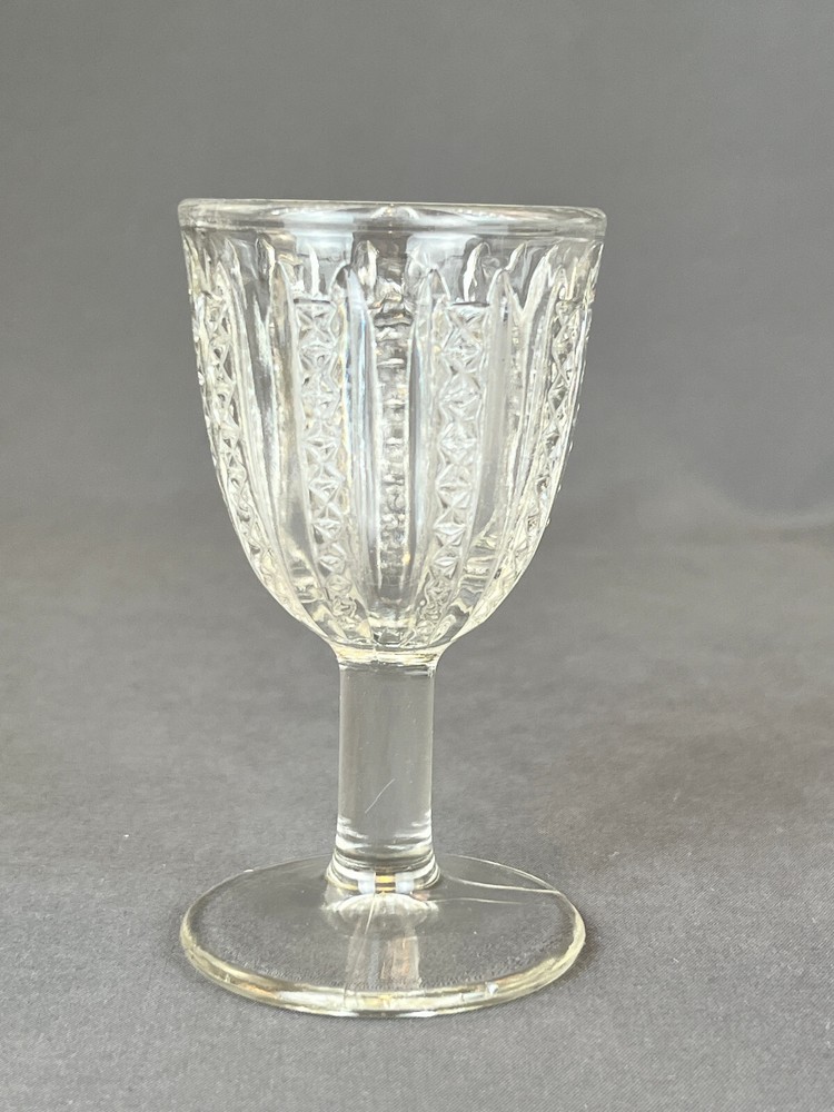 EAPG Kokomo Glass Mfg #209 aka BRILLIANT STARS & STRIPES 3 ¾” Wine Glass c. 1902