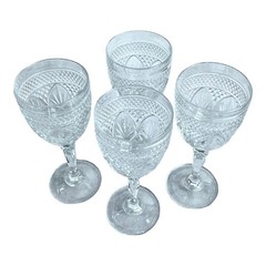D’Arques Clear Cut Crystal Goblets Set of 4 Wine Water Glasses 8″ France EXC