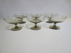 6 MCM MORGANTOWN RUSSEL WRIGHT AMERICAN MODERN AMBER CHAMPAGNE GOBLETS