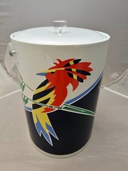 12- Vtg H J Stotter Acrylic/Plastic 8 high & 3 low Glasses w 1 ice bucket Parrot