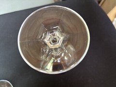 Johann Haviland Clear Crystal Wedding Ring 7.9oz Wine Stem w/ Platinum Trim VGUC