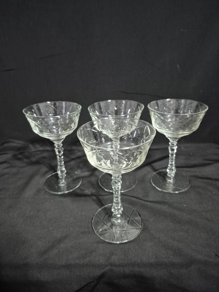 ROCK SHARPE NORMANDY STAR OF DAVID LIQUOR COCKTAIL GLASSES LOT OF 4