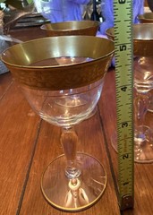 Lot of 5 Glastonbury Lotus Rambler Rose Liquor Cocktail Glass 35 Gold