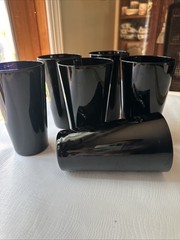Black Amethyst Glasses Pint 16 Oz 5 3/4” Libbey Tumblers Set of 6