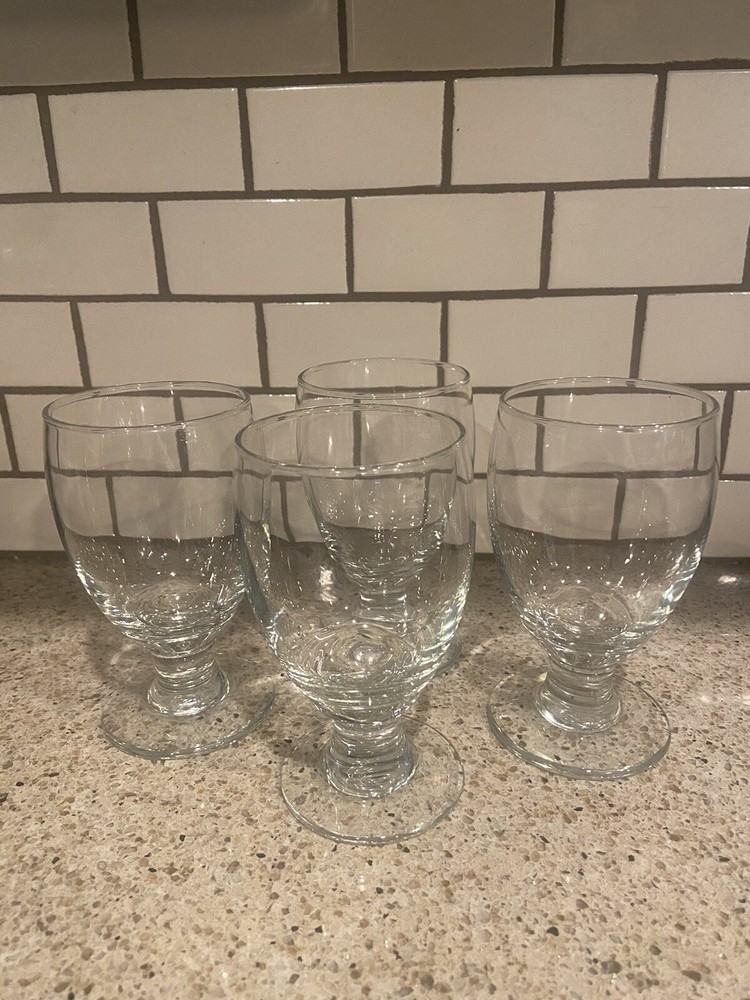 Set of 4 Cristar Footed Water Tea Wine Goblets Glasses 5 1/4” tall Clear NEW