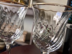 Circleware Crystal Swirl Optic Gold Trim Water Goblets CRZ8 Set of 2 Made Turkey