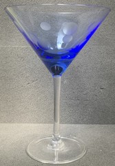 Marquis by Waterford Martini Glass Polka Dot, Sapphire, 7 1/2”, Beautiful! Used!