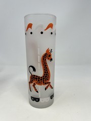 Libbey Circus Carousel Tom Collins Frosted Animal Merry-Go-Round Cups Full Set 8