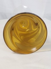 Vintage Amber White Swirl Art Glass Goblet Hand Blown Murano Style Wine Water