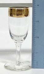 Vtg Gold Encrusted Rim Circles Floral Cordial Liqueur Glass 4″ Tall 1.25 oz RARE