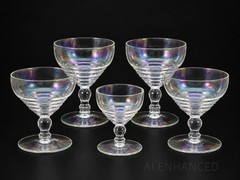 Anchor Hocking Manhattan Iridescent Coupe Cocktail Glasses – Mixed Set of 5