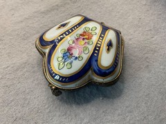 VINTAGE LIMOGE’S PILL BOX COBALT & GOLD FRANCE PINK POPPY FLORAL SIGNED NUMBERED