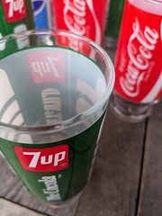 Vintage 1970s Anchor Hocking Coca-Cola/Pepsi/7 Up 15oz Drinking Glasses (7)