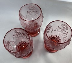 Set Of 3 Anthropologie Retired HELIANTHUS Pink Water Goblet Glass 5”