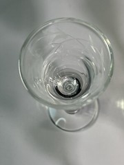 Vintage Aperitif Stemmed Glass sherry cordial glass gray cut floral pattern 3oz