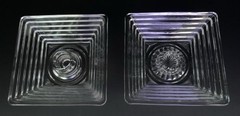 Manhattan Anchor Hocking Clear Square Candlesticks 1930’s Art Deco Depression