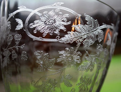 Vtg Set 10 CENTRAL GLASS WORKS Needle Etched Optic PASSIONFLOWER Water Goblets