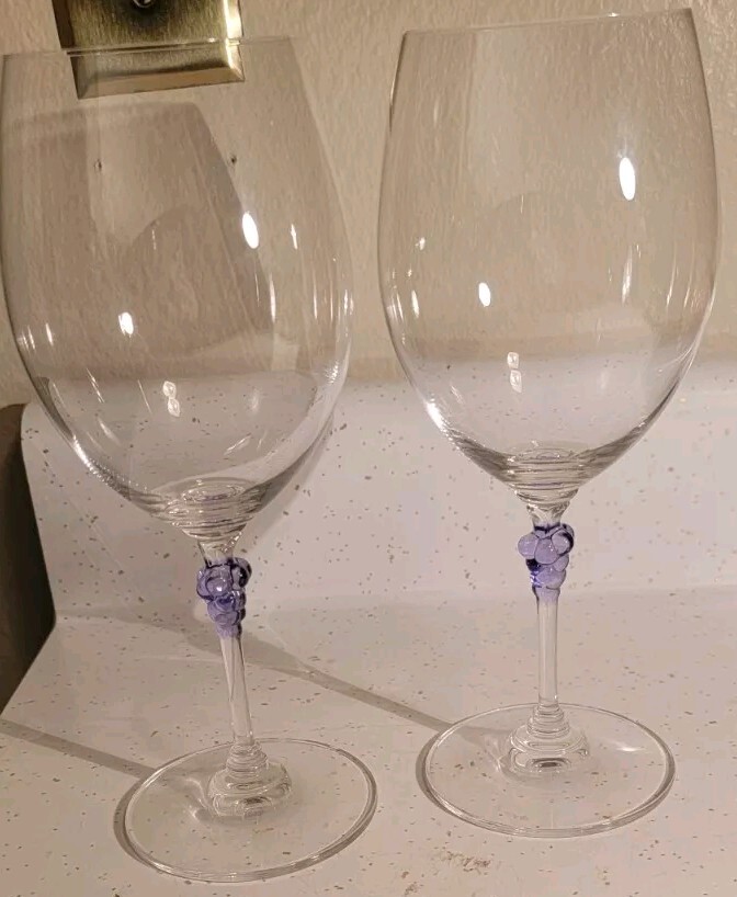 MIKASA CHABLIS PURPLE GRAPE RED WINE GLASSES SET OF 2
