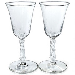 Set of 2 Discontinued Rock Sharpe 3007 Blown Glass Clear Cordial Glasses 4 3/8″