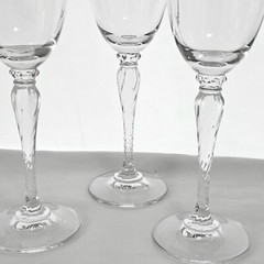 3 Oscar de la Renta Lafayette Silver Band Wine Glasses 8.2″ platinum band stem