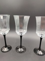 Arcoroc Luminarc Octime Black Stemmed Wine Glasses Made In France Set Of 6