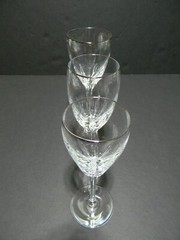 Lenox «Firelight Platinum» Lead Crystal Panel Cut Wine /Water & Iced Tea Glasses