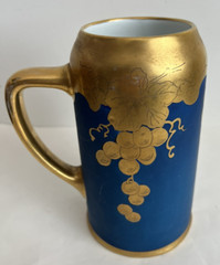 Gorgeous Vintage Royal Blue w Gold Overlay Grape Design 7″ Beer Stein Bavaria