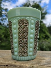 Jadeite Tumbler With Gold Color Paint Cup