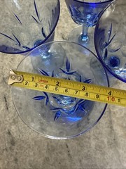 4 Vintage Avon American Blue Wine Goblets Fostoria Starburst Glass 7.5″