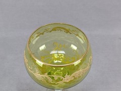 Antique Saint Louis Chartreuse Green Gilt Engraved Pattern 887 Hock Wine Glass D