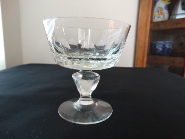 Corcoran Crystal Clear Cut Downing Thumbprint 4 1/8th» Sherbet or Champagne VGUC