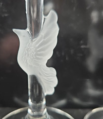 2) Gorham Amore Dove Fluted Champagne Glass Set Elegant Clear Frost Stemware Lot