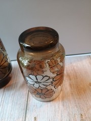 Vintage Libbey Camellia Tawney Glasses Brown Daisy Tumbler Juice Amber- 2